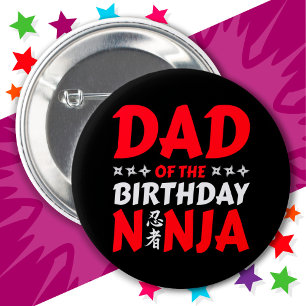 Kinder Ninja Party Karate Vater des Geburtstags Ni Button