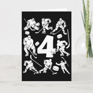 Kinder Nummer 4 Jahre Eishockey 4. Geburtstag Karte