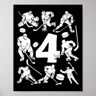 Kinder Nummer 4 Jahre Eishockey 4. Geburtstag Poster