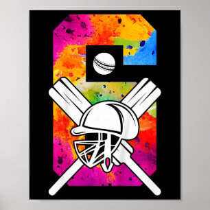 Kinder Nummer 6 Jahre Cricket 6. Geburtstag 1  Poster