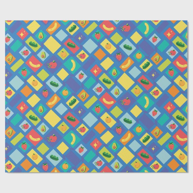 Kinder Obst und Gemüse Geschenkpapier (Flach)
