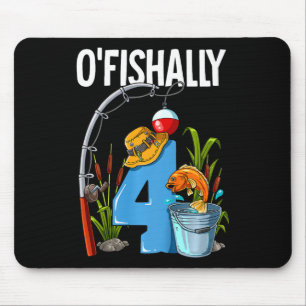Kinder O'fishally 4 Jahre alt 4. Geburtstag Angeln Mousepad