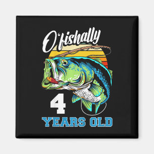 Kinder Ofishally 4 Jahre alt Fischer 4. Geburtstag Magnet