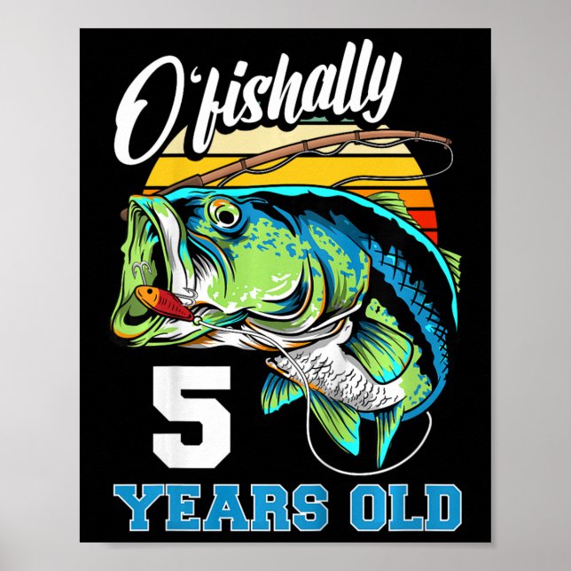 Kinder Ofishally 5 Jahre alt Fischer 5. Geburtstag Poster (Vorne)