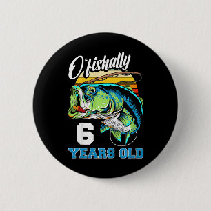 Kinder Ofishally 6 Jahre alt Fischer 6. Geburtstag Button