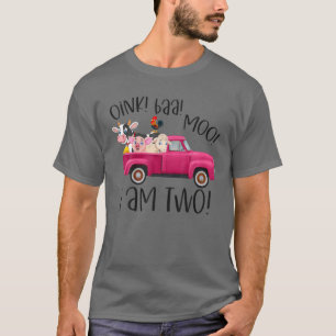 Kinder Oink Baa Moo I Bin zwei Landtiere rosa LKW T-Shirt