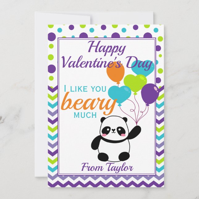 Kinder Panda Valentinstag Feiertagskarte (Vorderseite)