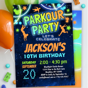 Kinder Parkour Geburtstagsparty Einladung