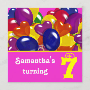 Kinder Party Ballons "hot pink" "any age" Einladung