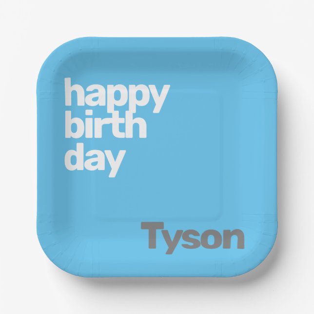 Kinder Party Papierplatte Happy Birthday minimal Pappteller (Vorderseite)