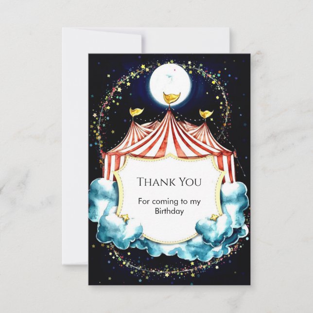 Kinder Pastell Circus Geburtstag Dankeskarte (Vorderseite)