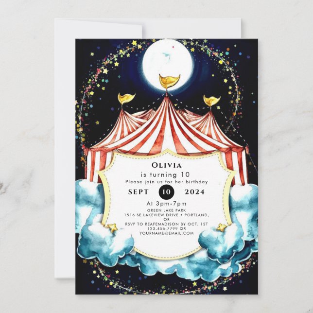 Kinder Pastell Circus Geburtstag Einladung (Vorderseite)