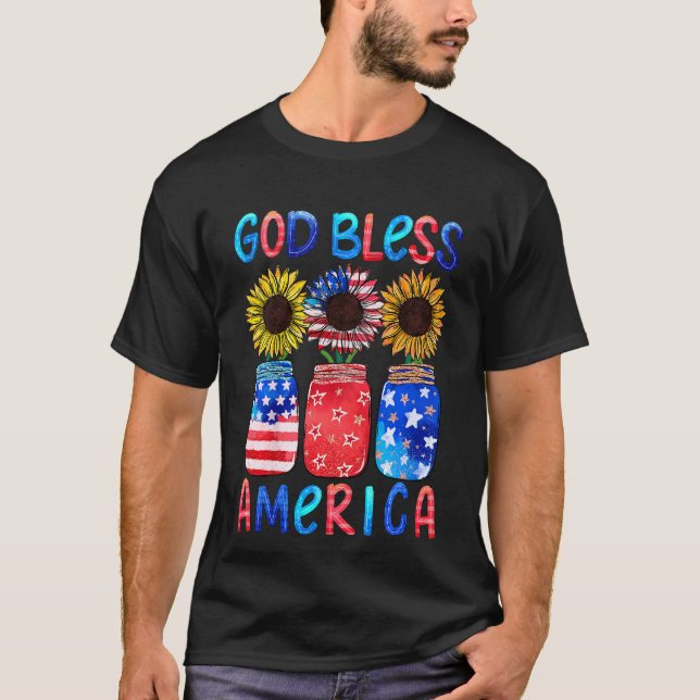 Kinder Patriotische amerikanische Flagge Sonnenblu T-Shirt (Vorderseite)