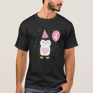 Kinder Penguin Ballon 4. Geburtstag Party Wild T-Shirt