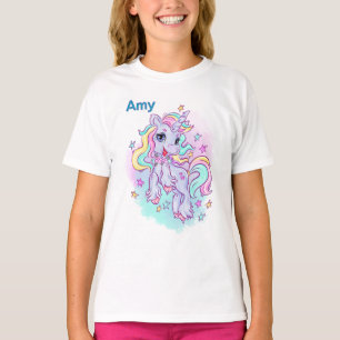 Kinder personalisieren farbenfrohe Einhorn T-Shirt