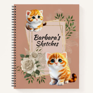 Kinder personalisieren Feline Sketch Notizbuch