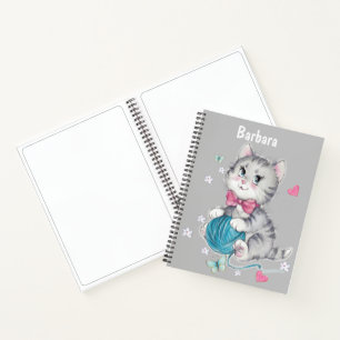 Kinder personalisieren Katzen-Skizze Notizbuch