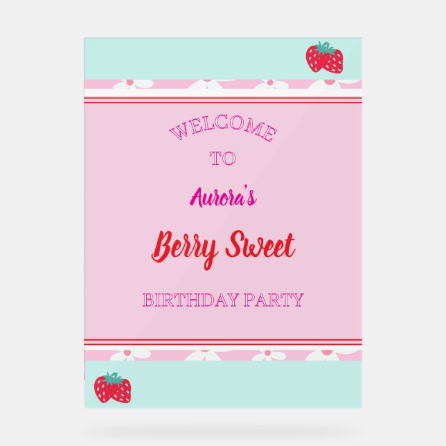 Kinder Personalisiert Berry Sweet Begrüßungszeiche Acrylschild (Vorderseite)