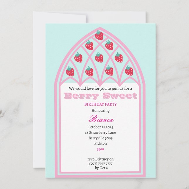 Kinder Personalisiert Berry Sweet Party Einladung (Vorderseite)