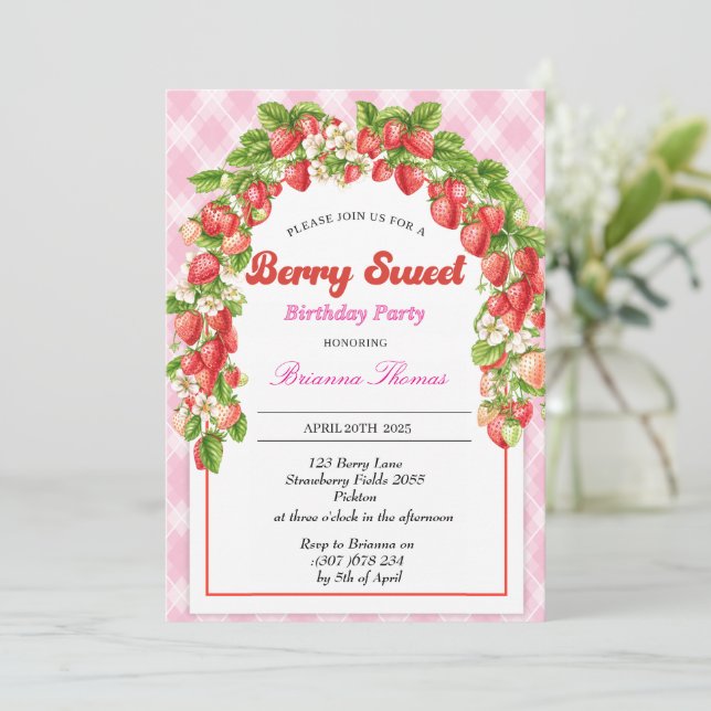 Kinder Personalisiert Berry Sweet zum Geburtstag E Einladung (Stehend Vorderseite)