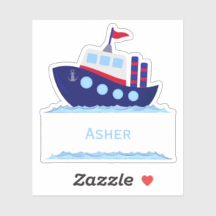 Kinder Personalisiert Blue Sailboat Name Etikett