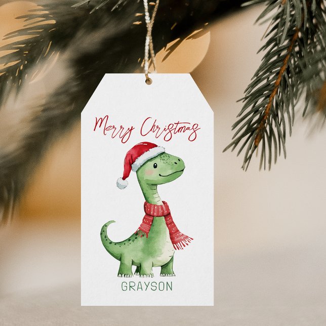 Kinder Personalisiert Dinosaurier Weihnachten Geschenkanhänger (Von Creator hochgeladen)