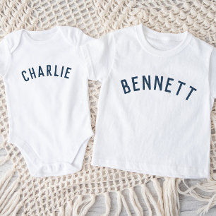 Kinder Personalisiert Name T-Shirt Dunkelblau Baby Strampler