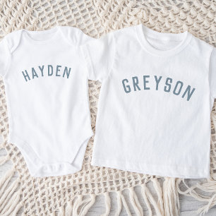 Kinder Personalisiert Name T-Shirt Dusty Blue Baby Strampler