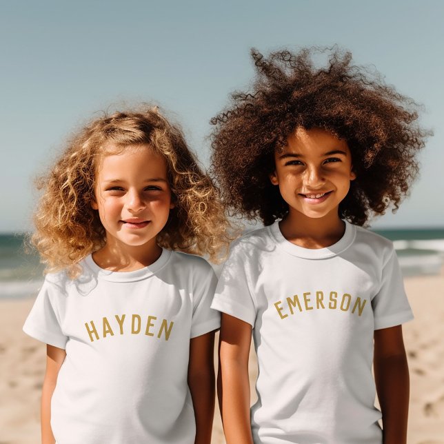 Kinder Personalisiert Name T-Shirt | Gold (Von Creator hochgeladen)