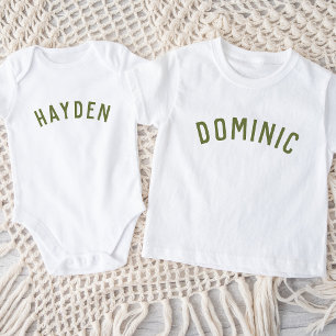 Kinder Personalisiert Name T-Shirt Olive Baby Strampler