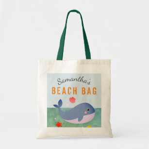 Kinder Personalisiert Name Whale Beach Tote Bag Tragetasche