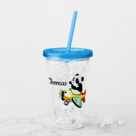 Kinder Personalisiert Panda Flyer Acryltrinkbecher