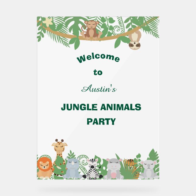 Kinder Personalisierte Jungtiere Begrüßungszeichen Acrylschild (Vorderseite)