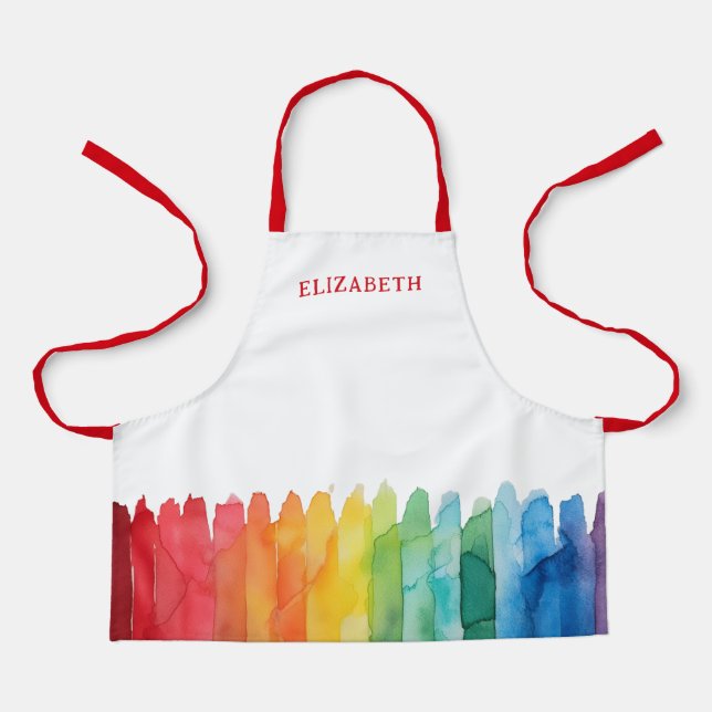 Kinder Personalisierte Rainbow Watercolor School a Schürze (Vorderseite)