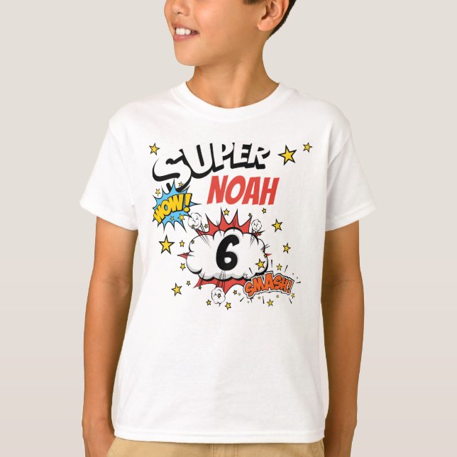Kinder Personalisierter Name 6 Jahre Super T-Shirt (Vorderseite)
