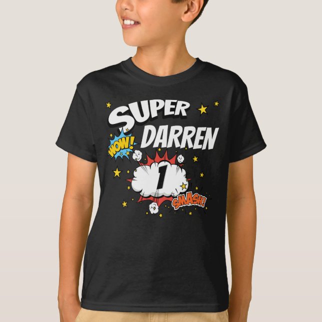 Kinder Personalisierter Name Alter 1 Super T-Shirt (Vorderseite)