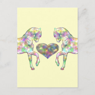 Kinder Pferd und Liebe Herz Postkarte