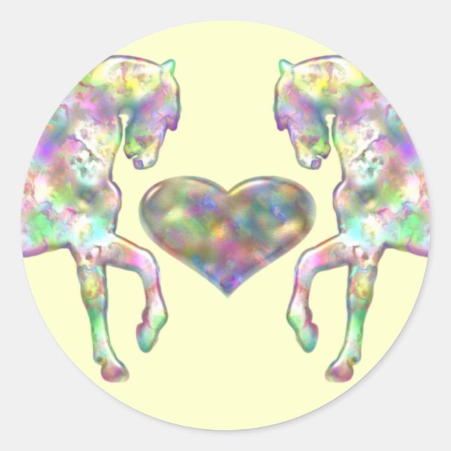 Kinder Pferd und Liebe Herz Runder Aufkleber (Vorderseite)