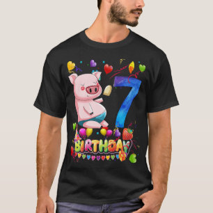 Kinder Pig Geburtstagsparty 7 Jahre alter Junge 7t T-Shirt