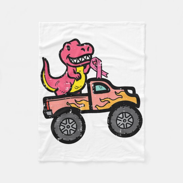 Kinder Pink-Dino-Monster LKW Brustkrebs-Warnung Fleecedecke (Vorderseite)