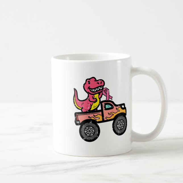 Kinder Pink-Dino-Monster LKW Brustkrebs-Warnung Kaffeetasse (Rechts)