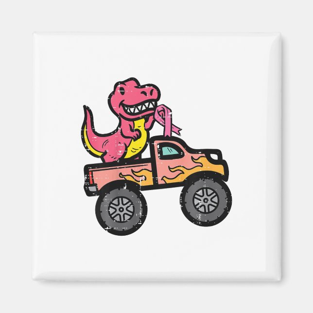 Kinder Pink-Dino-Monster LKW Brustkrebs-Warnung Magnet (Vorne)