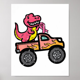 Kinder Pink-Dino-Monster LKW Brustkrebs-Warnung Poster