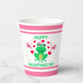 Kinder Pink Frosch "Hoppy" Valentinstag Pappbecher