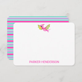 Kinder Pink Personalisiert Dinosaurier Stationery Dankeskarte
