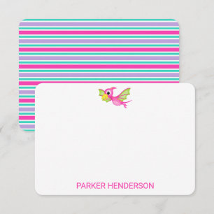 Kinder Pink Personalisiert Dinosaurier Stationery Dankeskarte
