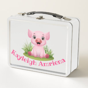 Kinder Pink Pig Metal Lunchbox