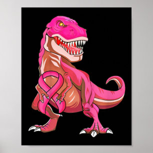 Kinder Pink Ribbon T-rex Brustkrebs Bewusstsein Ju Poster