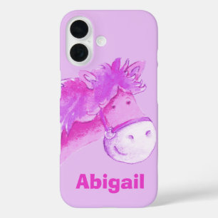 Kinder pony lila Girls individuelle Name iPhone 16 Hülle