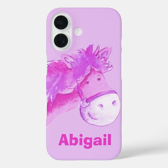Kinder pony lila Girls individuelle Name Case-Mate iPhone Hülle (Rückseite)